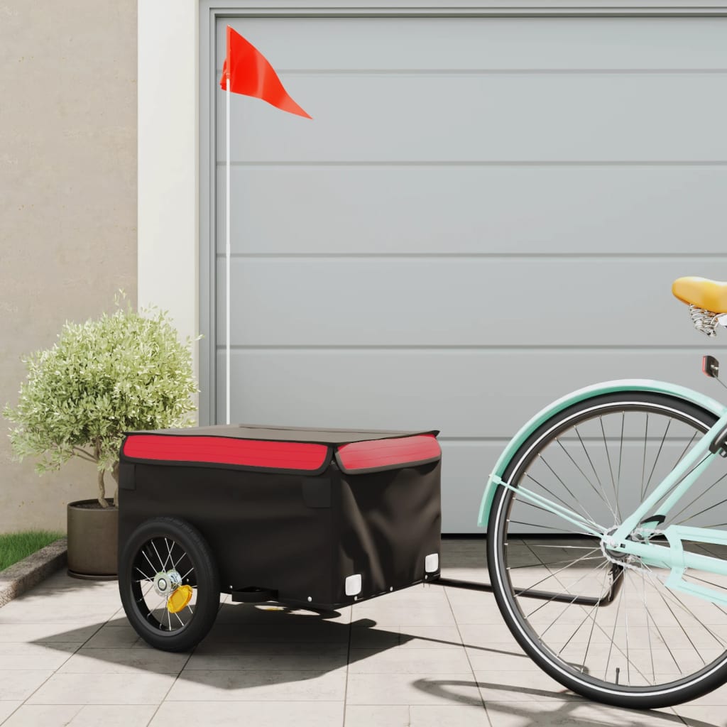 vidaXL Bike Trailer Black and Red 30 kg Iron 1
