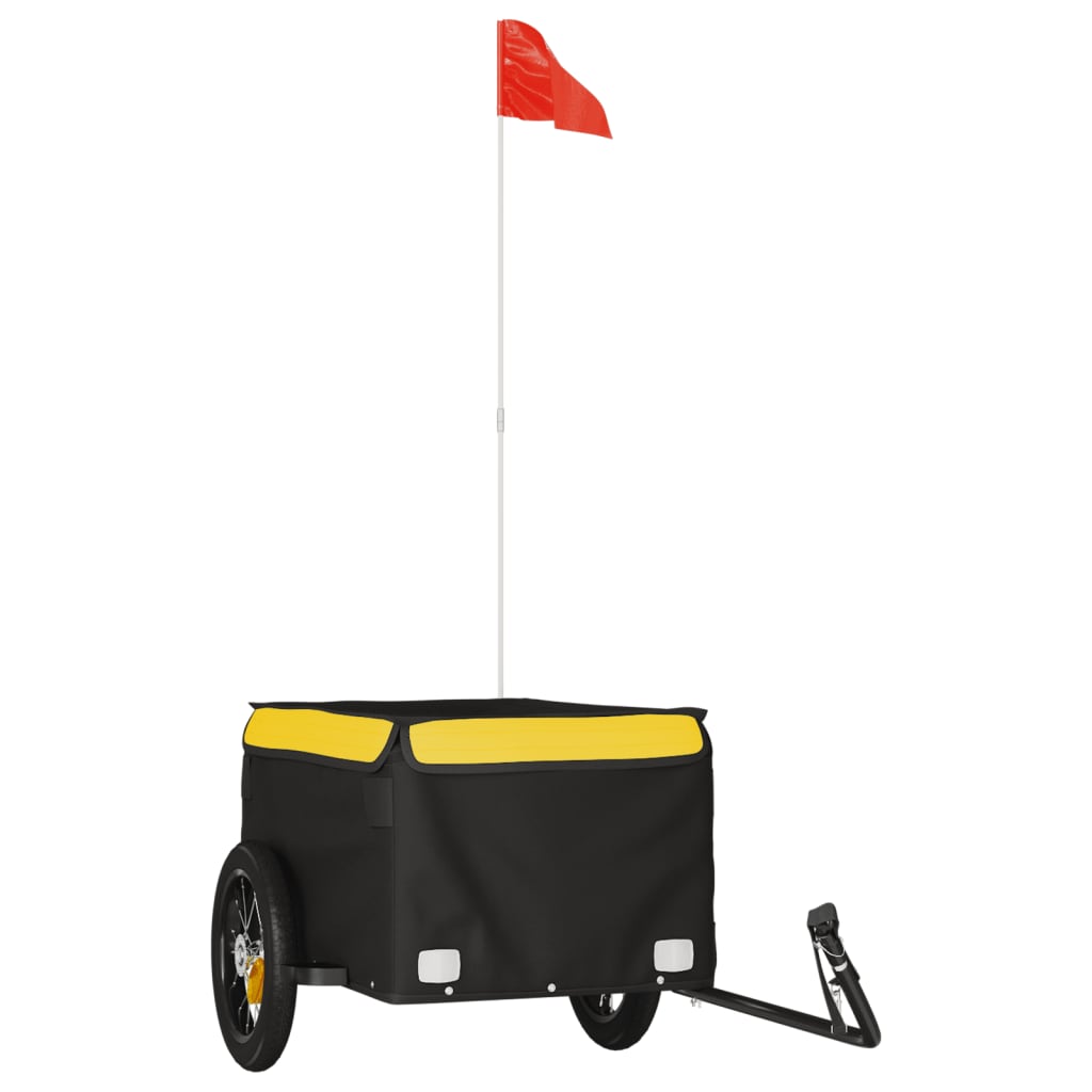 vidaXL Bike Trailer Black and Yellow 30 kg Iron 2
