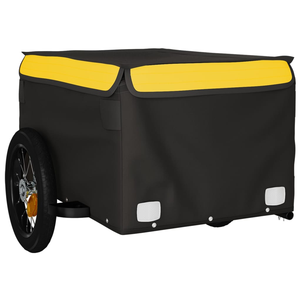 vidaXL Bike Trailer Black and Yellow 30 kg Iron 4