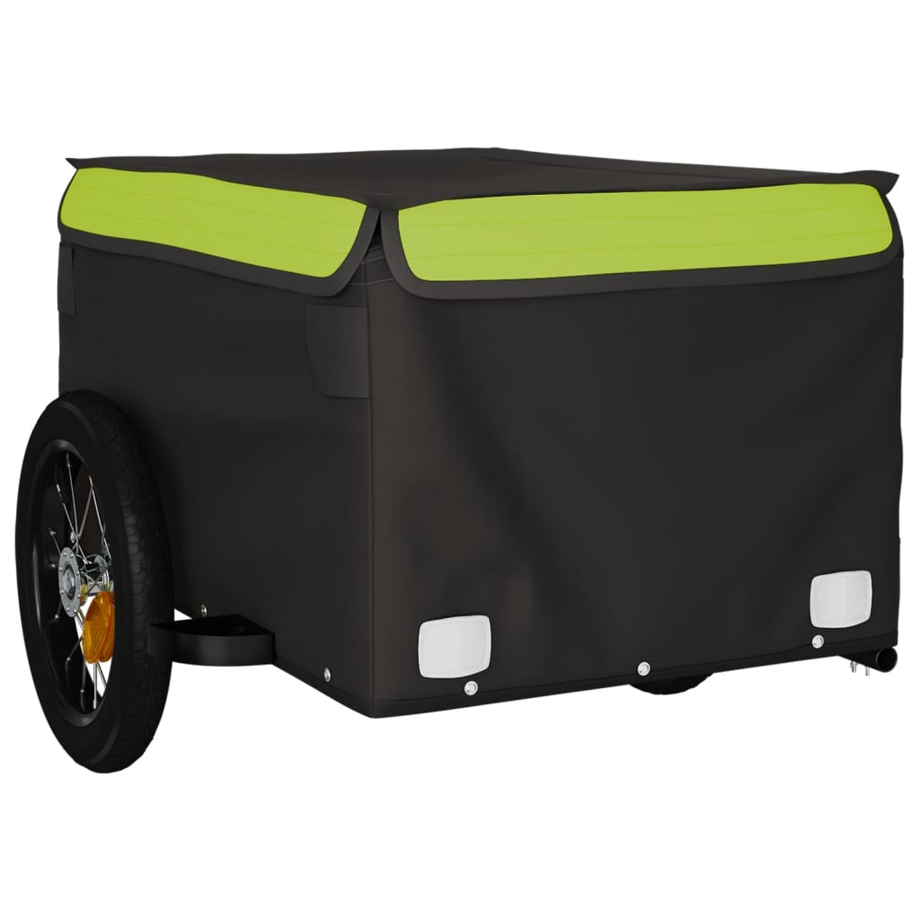 vidaXL Bike Trailer Black and Green 30 kg Iron 4