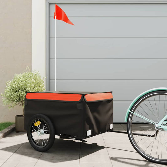 vidaXL Bike Trailer Black and Orange 45 kg Iron 1