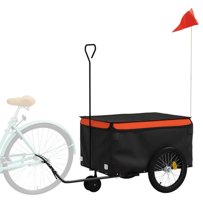 vidaXL Bike Trailer Black and Orange 30 kg Iron 3