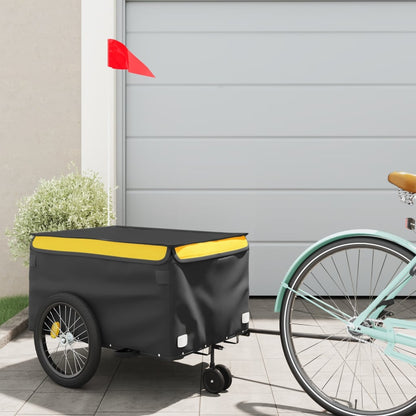 vidaXL Bike Trailer Black and Yellow 30 kg Iron 1