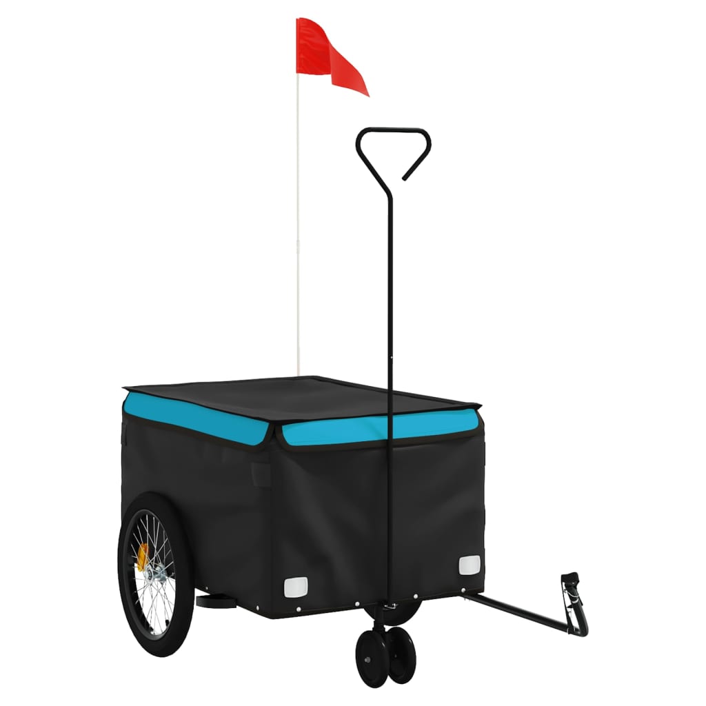 vidaXL Bike Trailer Black and Blue 30 kg Iron 2