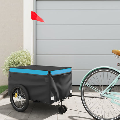 vidaXL Bike Trailer Black and Blue 30 kg Iron 1