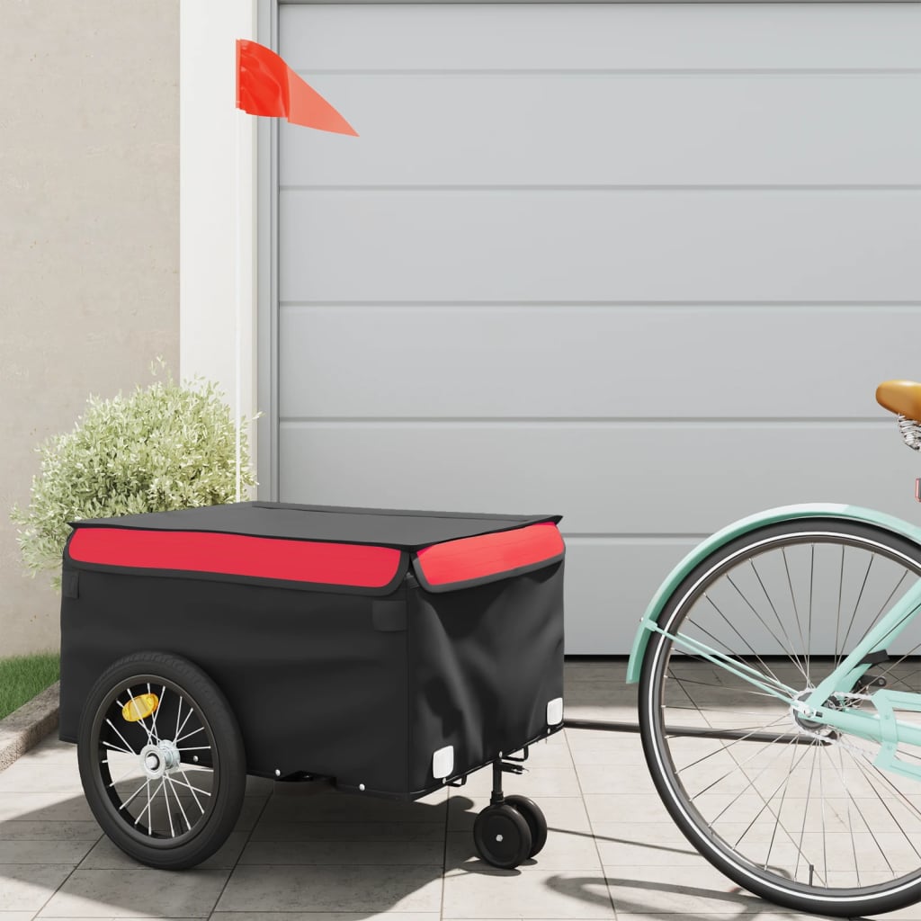 vidaXL Bike Trailer Black and Red 45 kg Iron 1
