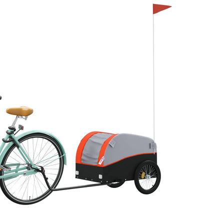 vidaXL Bike Trailer Black and Orange 30 kg Iron 3