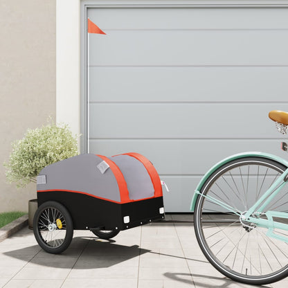 vidaXL Bike Trailer Black and Orange 30 kg Iron 1