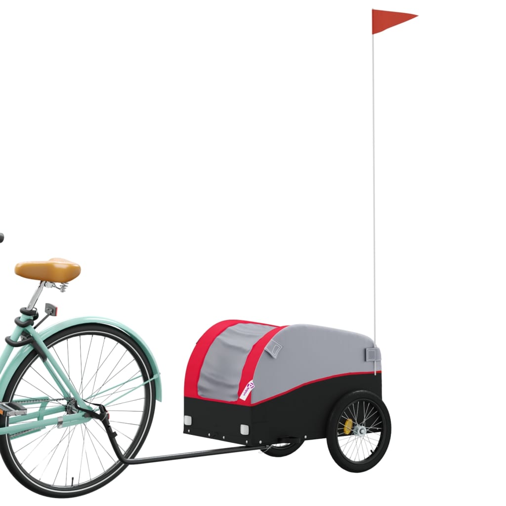 vidaXL Bike Trailer Black and Red 30 kg Iron 3