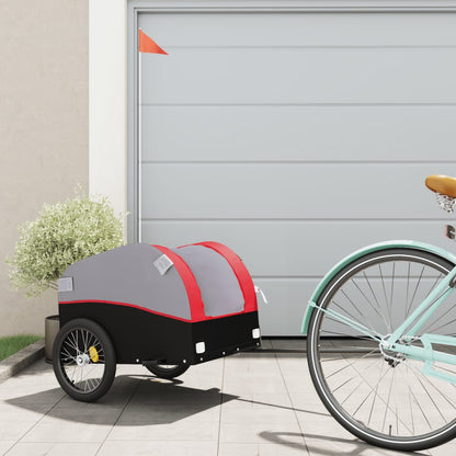 vidaXL Bike Trailer Black and Red 30 kg Iron 1
