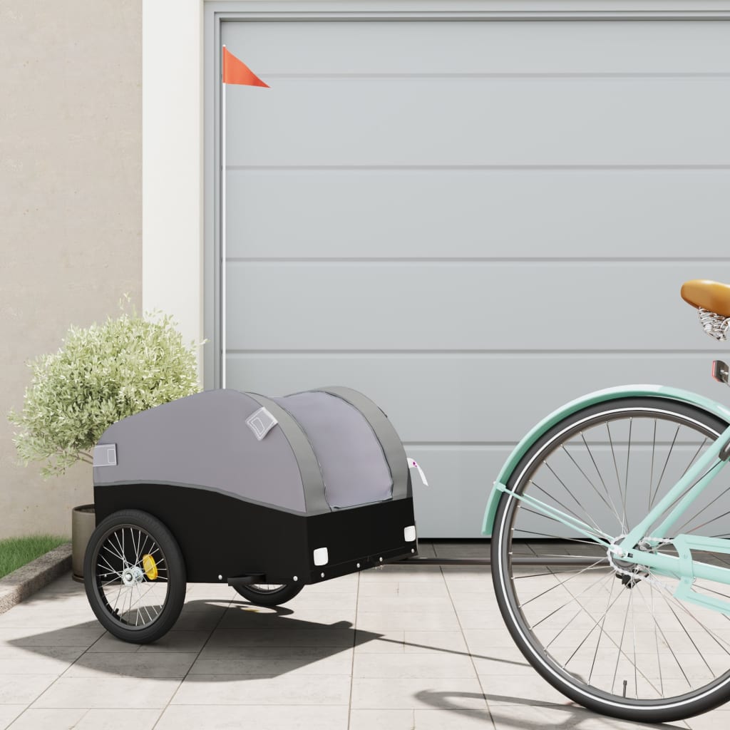 vidaXL Bike Trailer Black and Grey 30 kg Iron 1