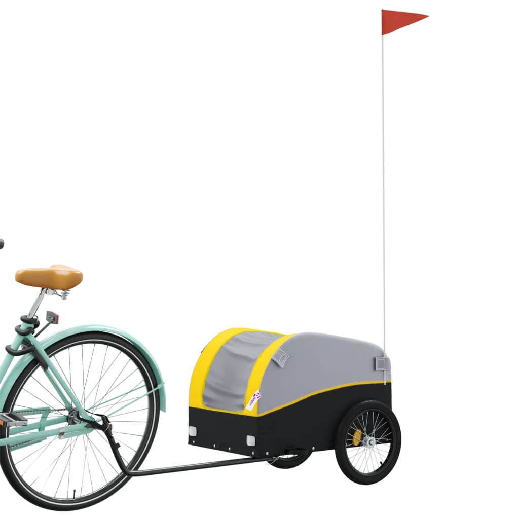 vidaXL Bike Trailer Black and Yellow 30 kg Iron 3