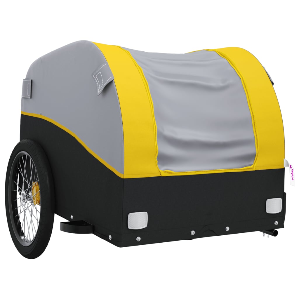 vidaXL Bike Trailer Black and Yellow 30 kg Iron 4