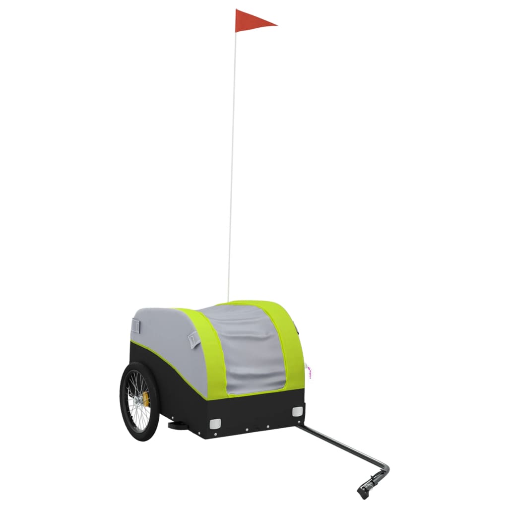 vidaXL Bike Trailer Black and Green 30 kg Iron 2