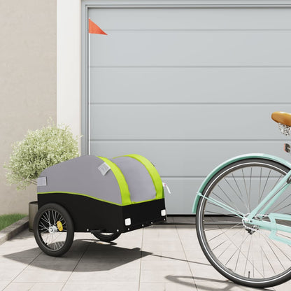 vidaXL Bike Trailer Black and Green 30 kg Iron 1