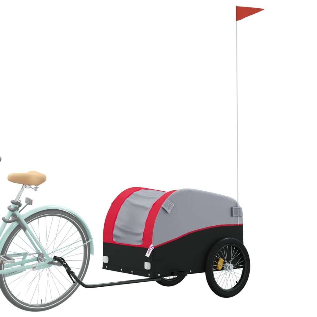 vidaXL Bike Trailer Black and Red 45 kg Iron 3
