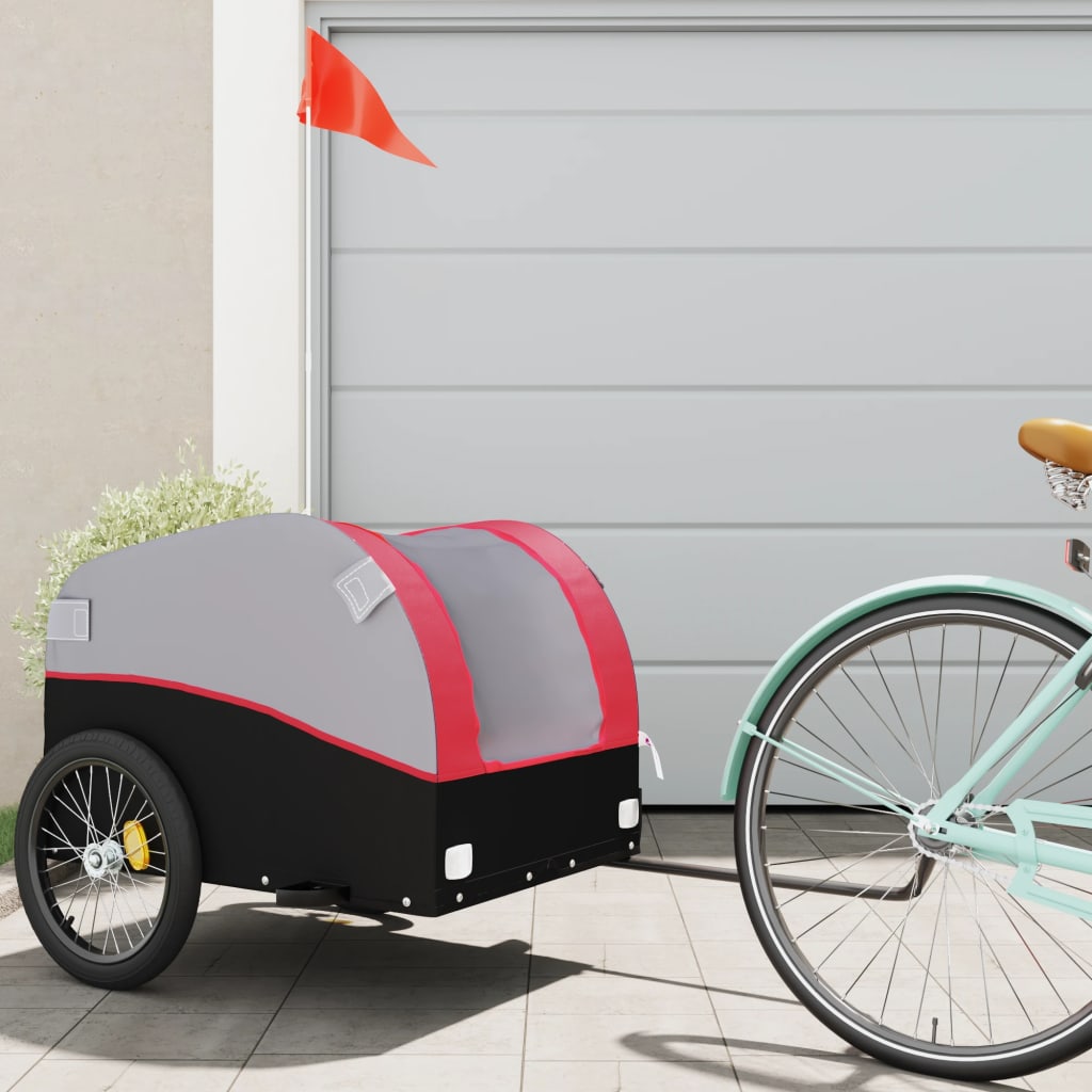 vidaXL Bike Trailer Black and Red 45 kg Iron 1