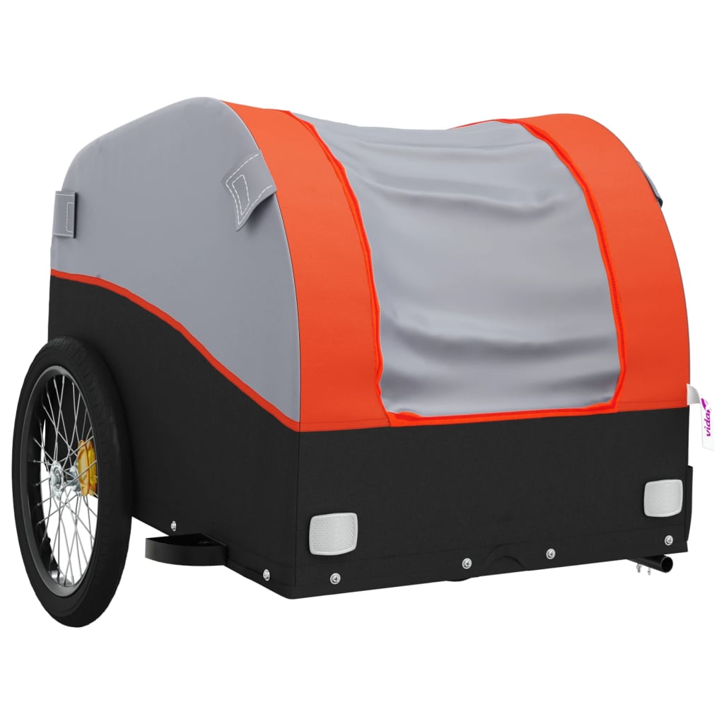 vidaXL Bike Trailer Black and Orange 45 kg Iron 4