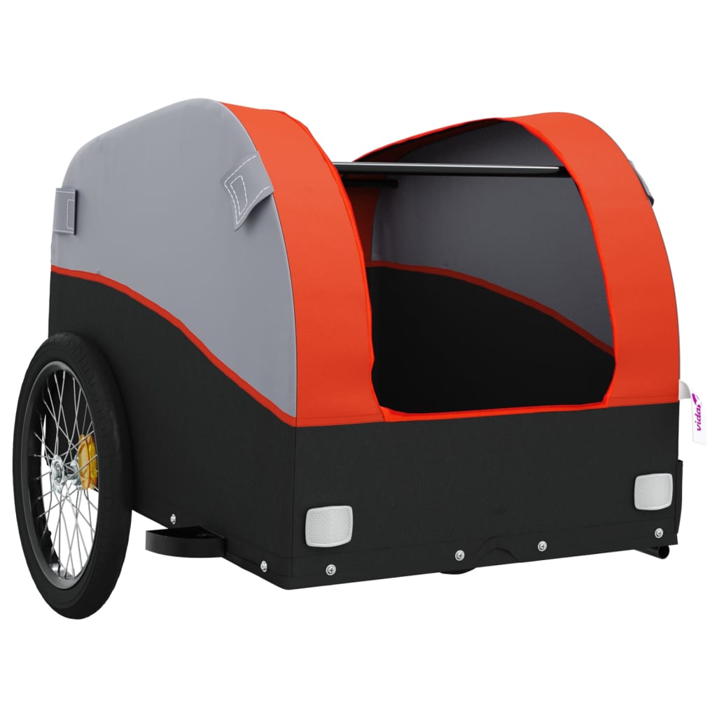 vidaXL Bike Trailer Black and Orange 45 kg Iron 5