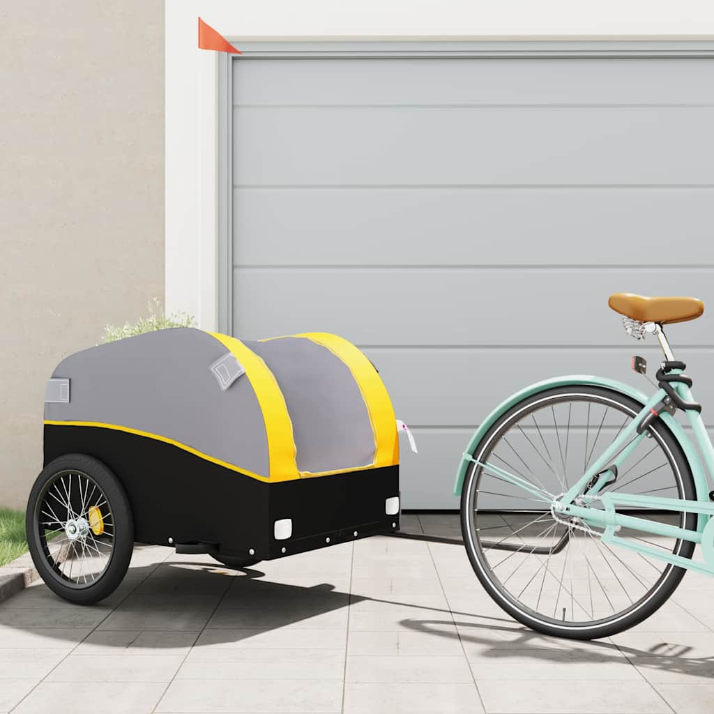 vidaXL Bike Trailer Black and Yellow 45 kg Iron 1