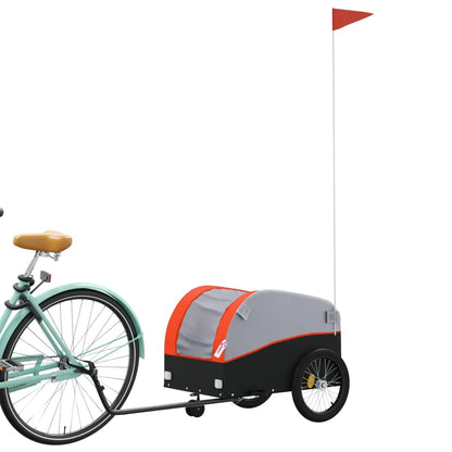 vidaXL Bike Trailer Black and Orange 30 kg Iron 3