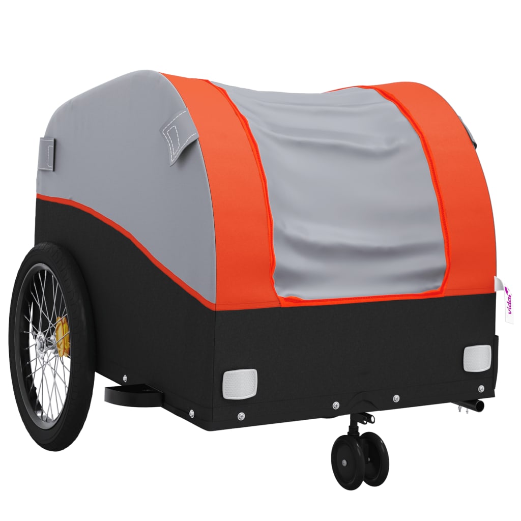 vidaXL Bike Trailer Black and Orange 30 kg Iron 4