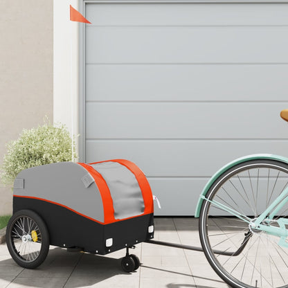 vidaXL Bike Trailer Black and Orange 30 kg Iron 1