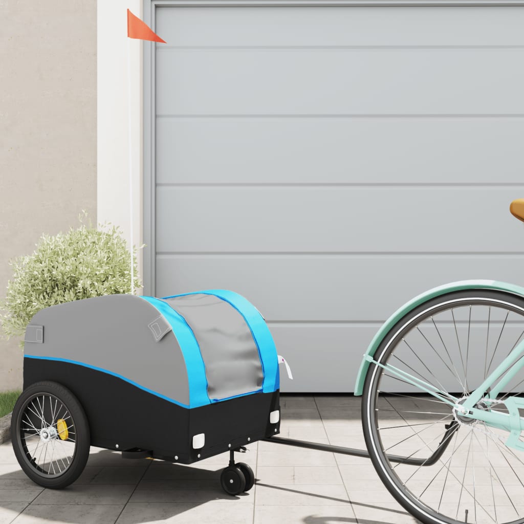 vidaXL Bike Trailer Black and Blue 30 kg Iron 1
