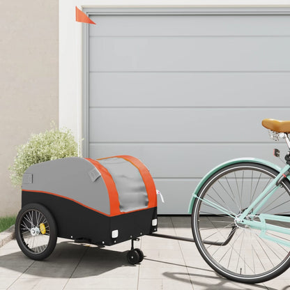 vidaXL Bike Trailer Black and Orange 45 kg Iron 1