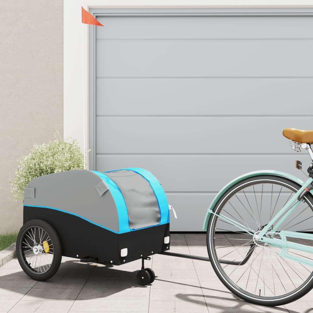 vidaXL Bike Trailer Black and Blue 45 kg Iron 1
