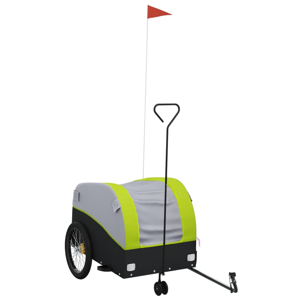 vidaXL Bike Trailer Black and Green 45 kg Iron 2