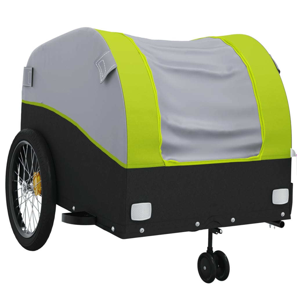 vidaXL Bike Trailer Black and Green 45 kg Iron 3