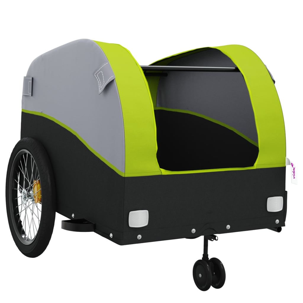 vidaXL Bike Trailer Black and Green 45 kg Iron 4