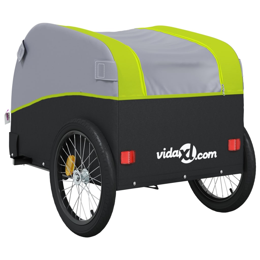 vidaXL Bike Trailer Black and Green 45 kg Iron 6