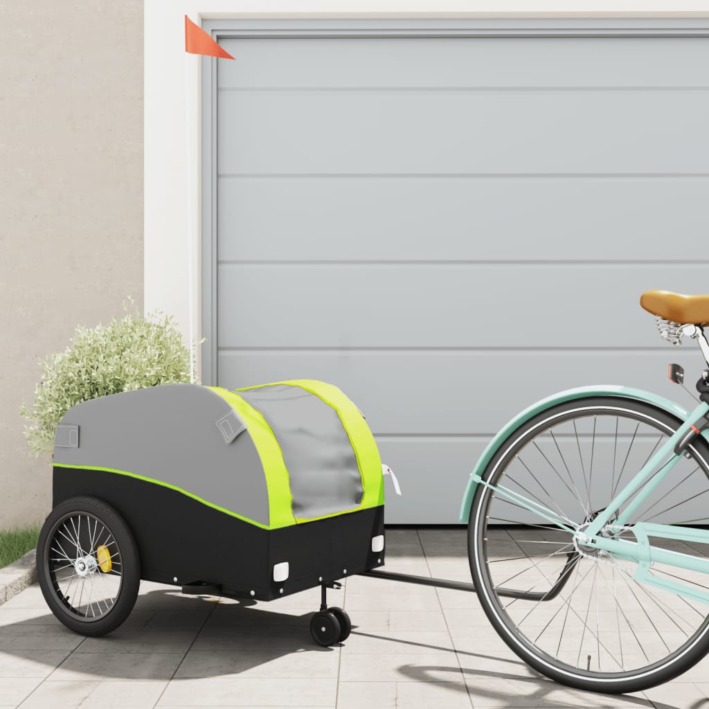 vidaXL Bike Trailer Black and Green 45 kg Iron 1