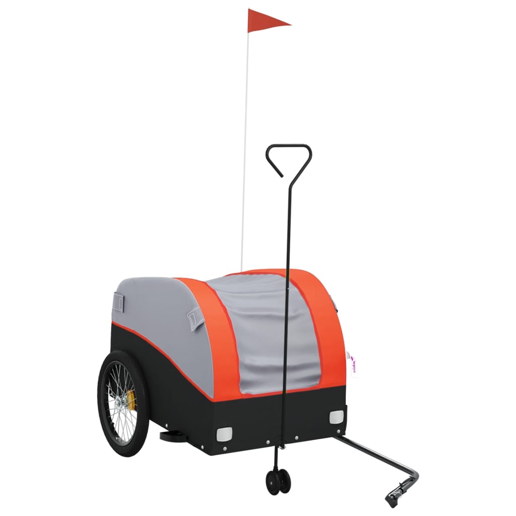 vidaXL Bike Trailer Black and Orange 45 kg Iron 2