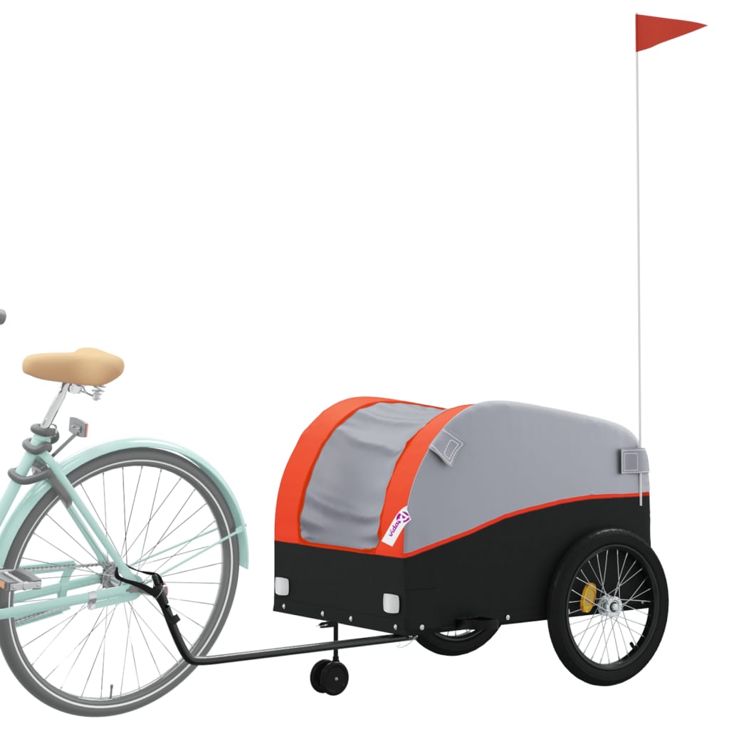 vidaXL Bike Trailer Black and Orange 45 kg Iron 3