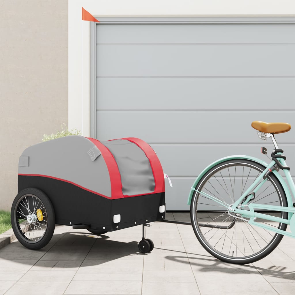 vidaXL Bike Trailer Black and Red 45 kg Iron 1