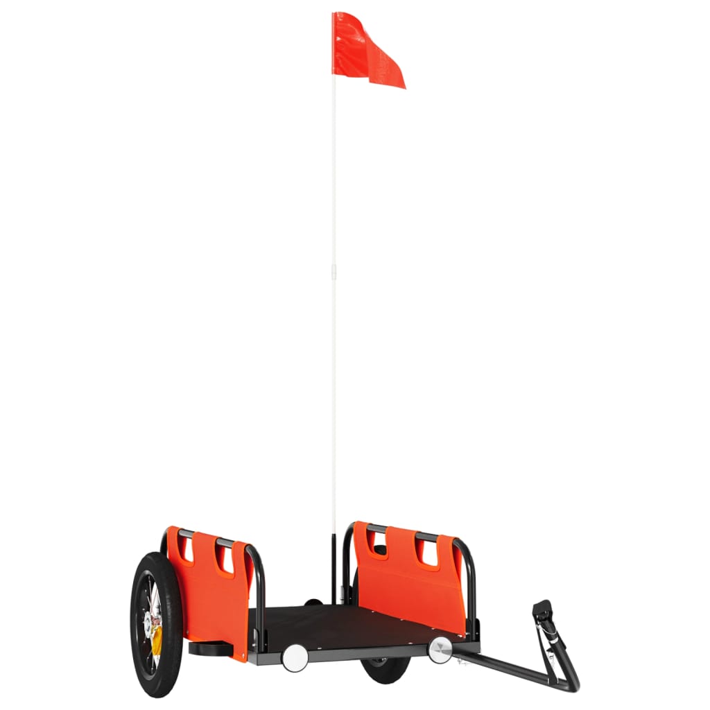 vidaXL Bike Trailer Orange Oxford Fabric and Iron 2