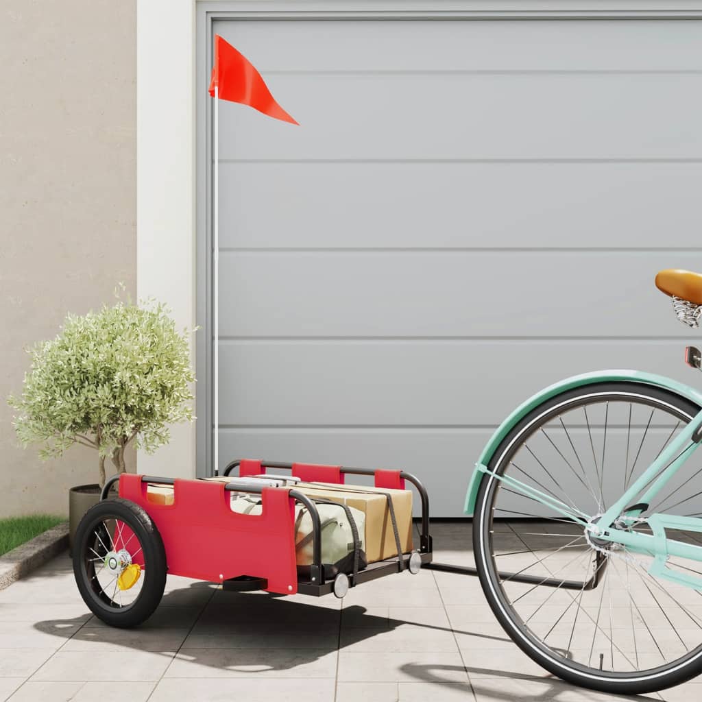 vidaXL Bike Trailer Red Oxford Fabric and Iron 1