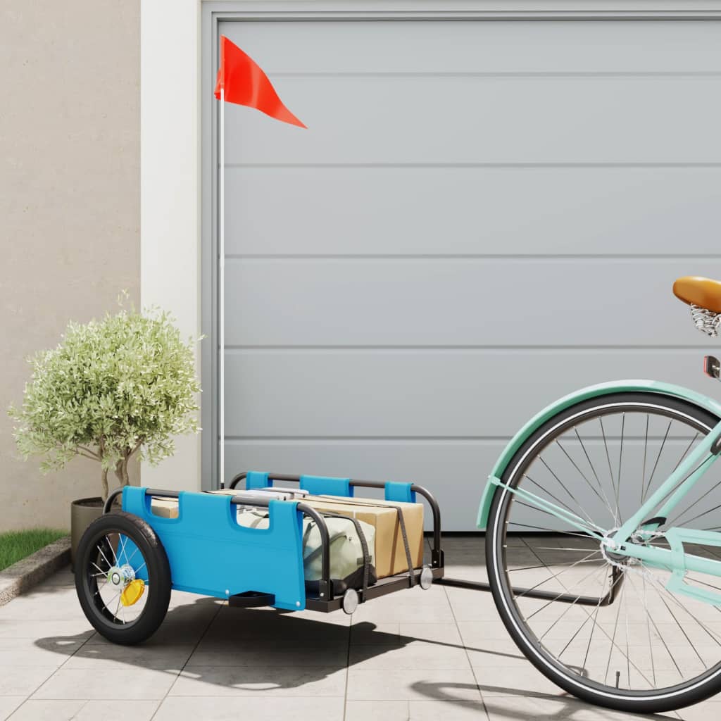 vidaXL Bike Trailer Blue Oxford Fabric and Iron 1
