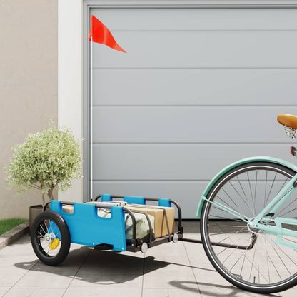 vidaXL Bike Trailer Blue Oxford Fabric and Iron 1