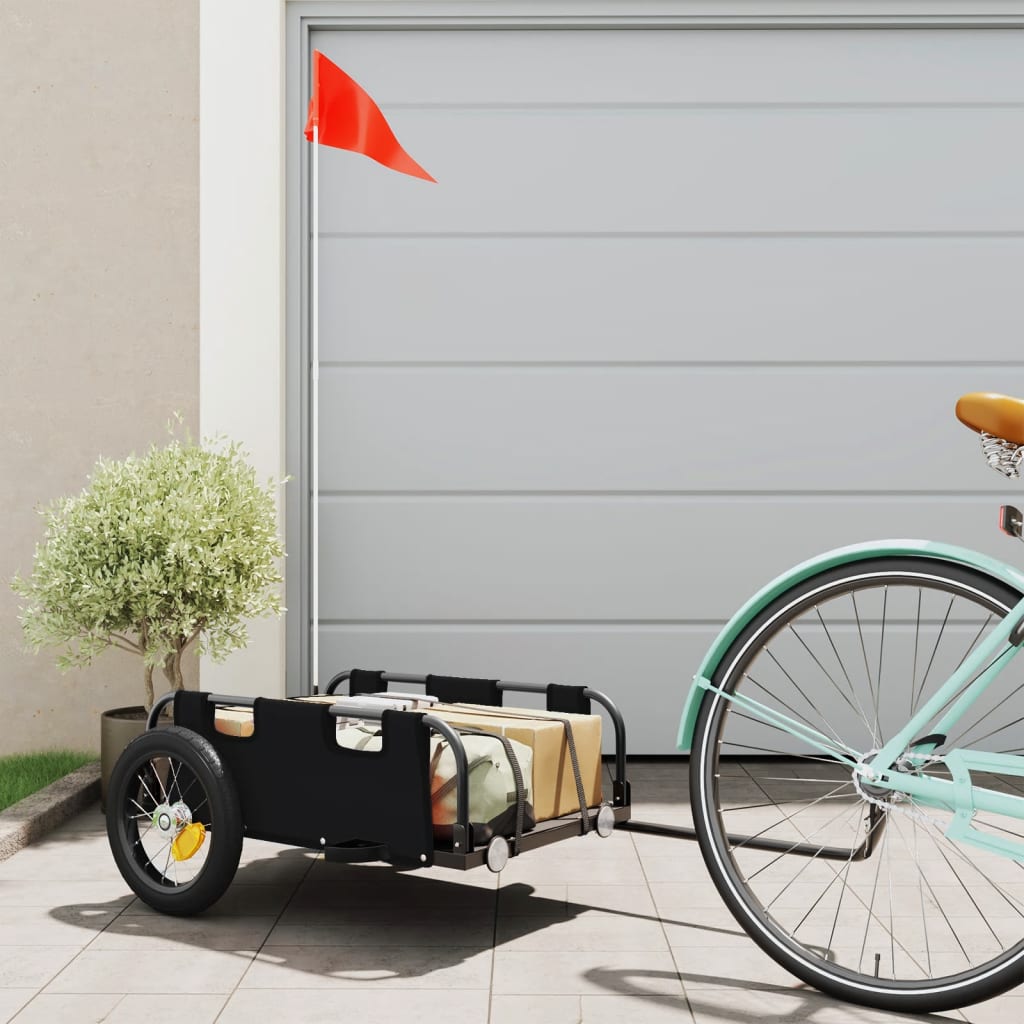 vidaXL Bike Trailer Black Oxford Fabric and Iron 1