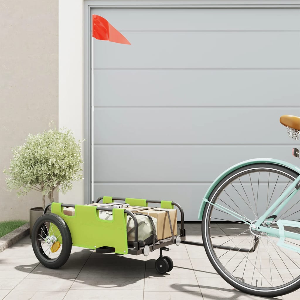 vidaXL Bike Trailer Green Oxford Fabric and Iron 1