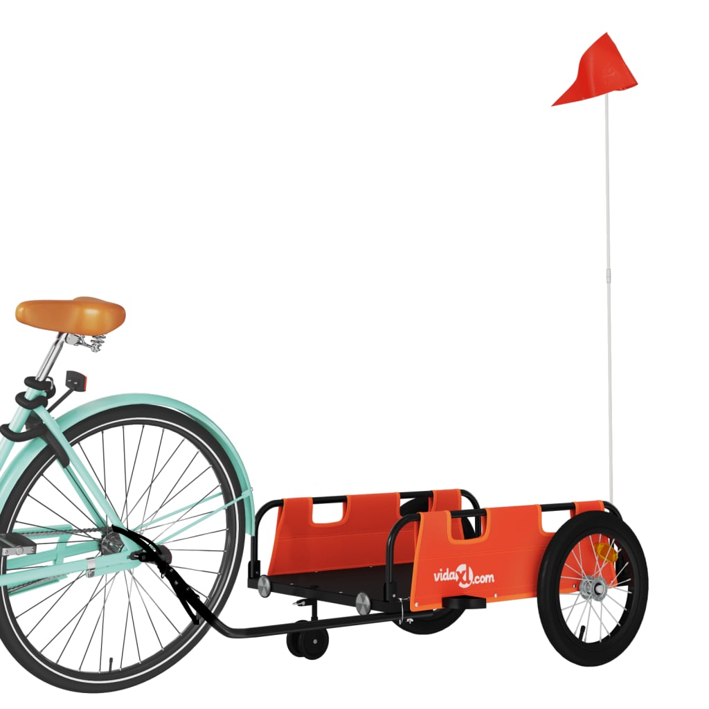 vidaXL Bike Trailer Orange Oxford Fabric and Iron 3
