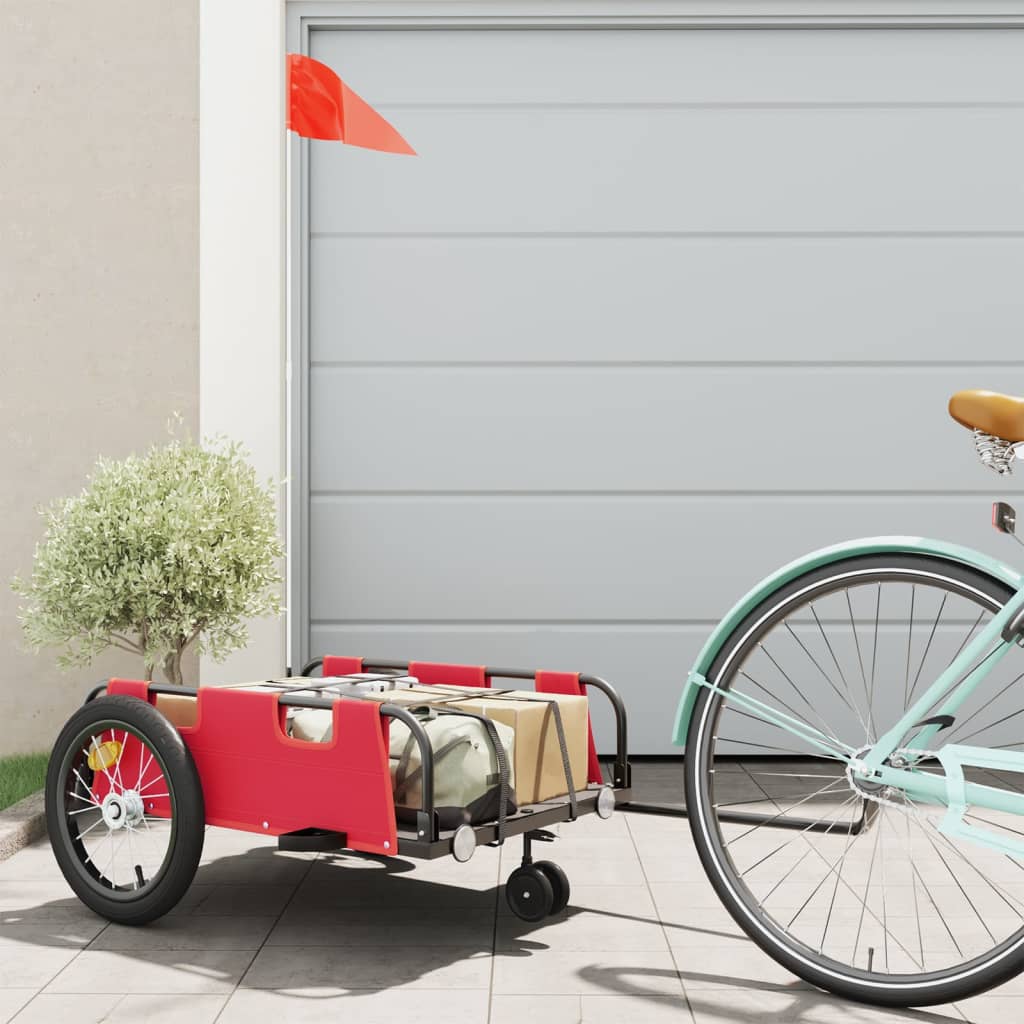 vidaXL Bike Trailer Red Oxford Fabric and Iron 1