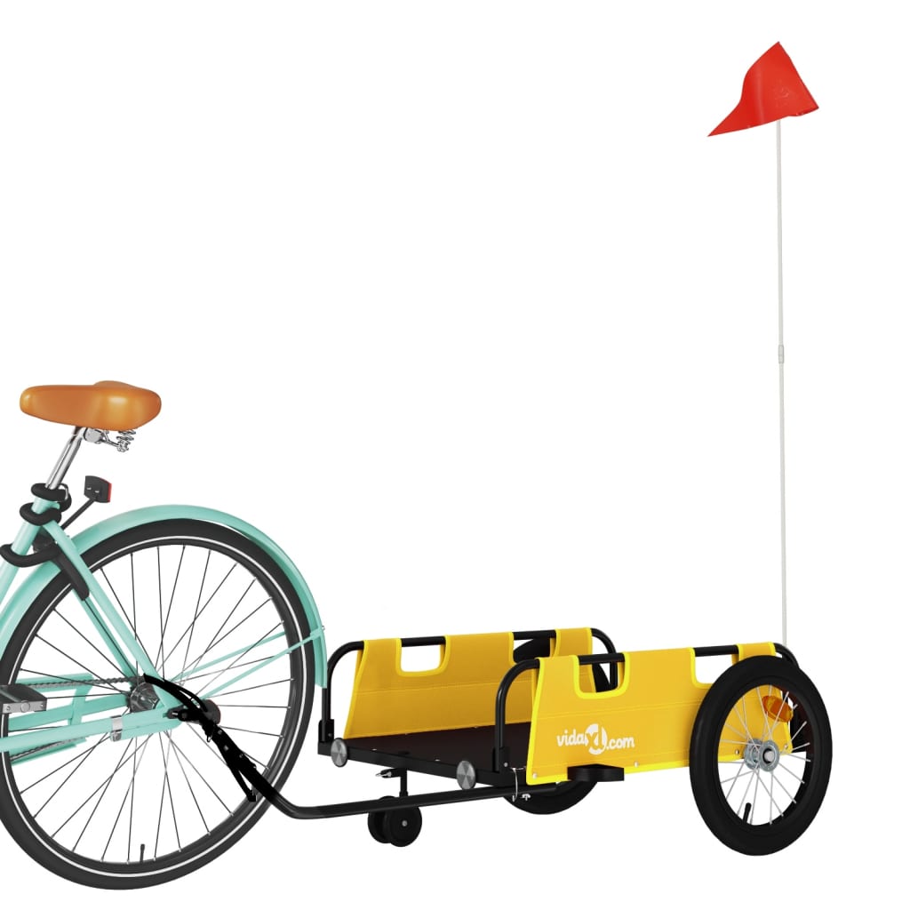 vidaXL Bike Trailer Yellow Oxford Fabric and Iron 3