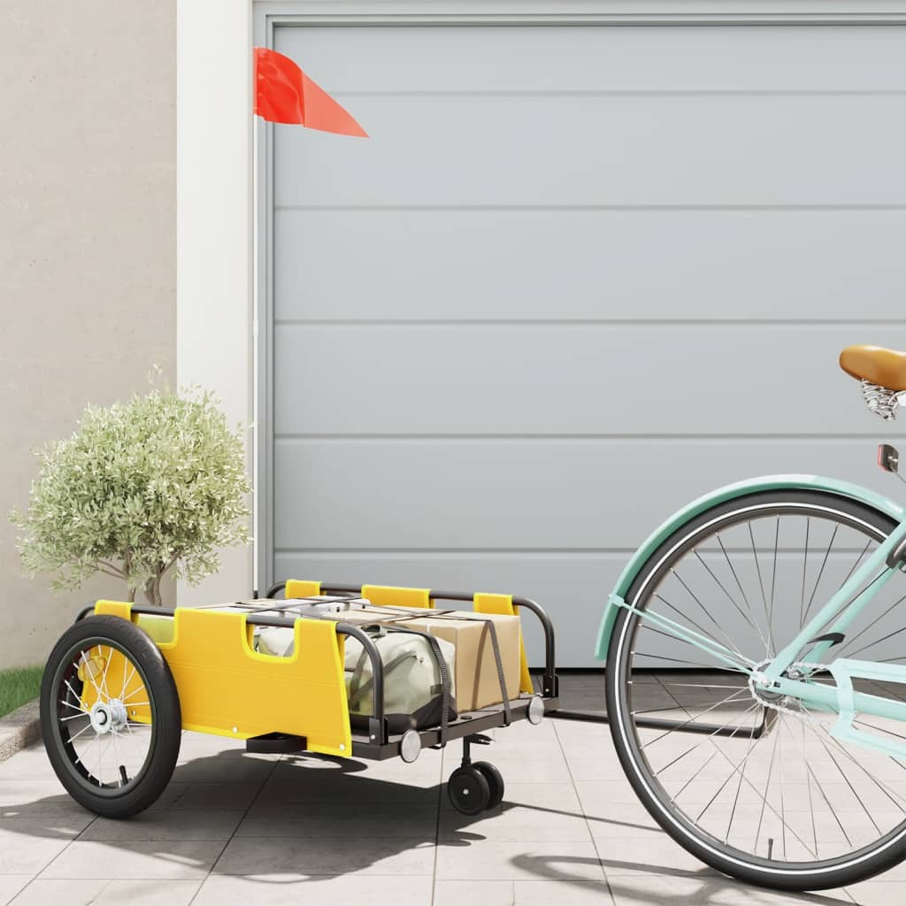 vidaXL Bike Trailer Yellow Oxford Fabric and Iron 1