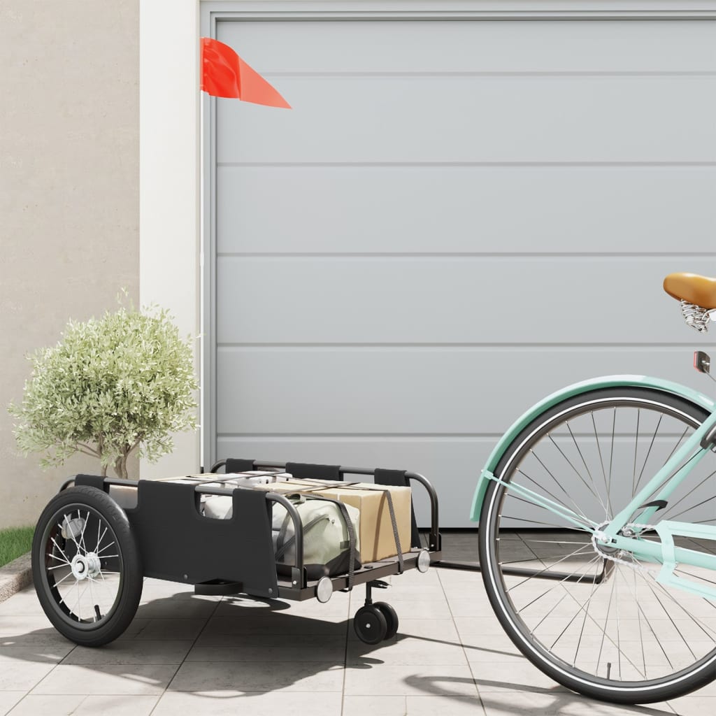 vidaXL Bike Trailer Black Oxford Fabric and Iron 1