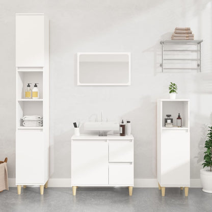 3 Piece Bathroom Cabinet Set Engineered Wood White